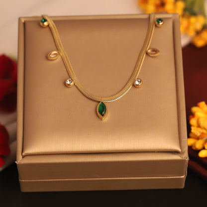 Drops Charms Multi color Snake Chain Gold Plated – Single Layer, Anti-Tarnish, Waterproof, Minimalist Style (GOLD)