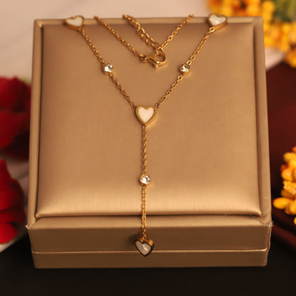 Heart Charm Chain Gold Plated – Single Layer, Anti-Tarnish, Waterproof, Minimalist Style (GOLD)