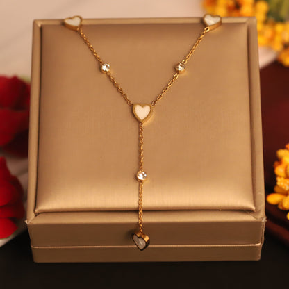 Heart Charm Chain Gold Plated – Single Layer, Anti-Tarnish, Waterproof, Minimalist Style (GOLD)