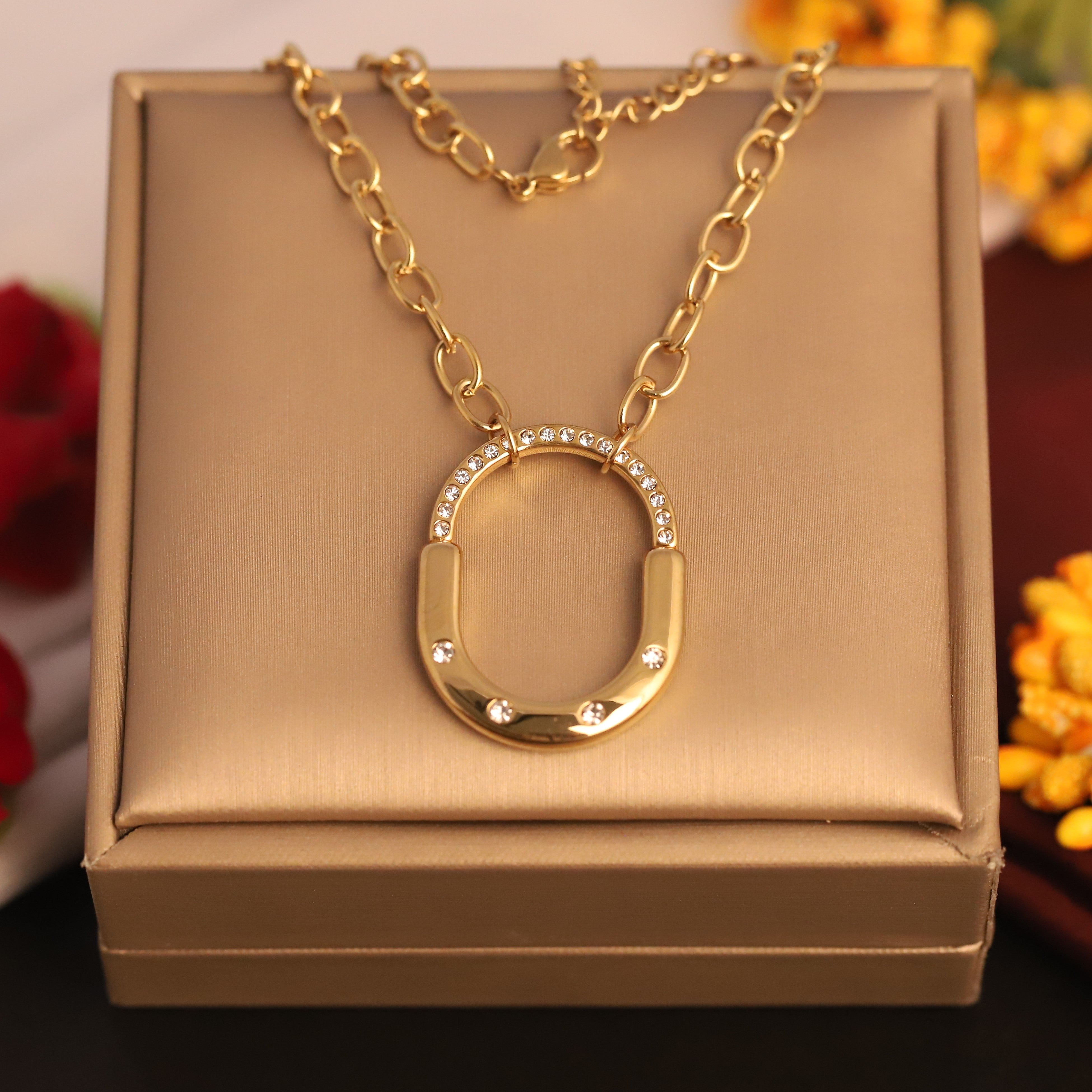 Lock Charm Chain Gold Plated – Single Layer, Anti-Tarnish, Waterproof, Minimalist Style (GOLD)
