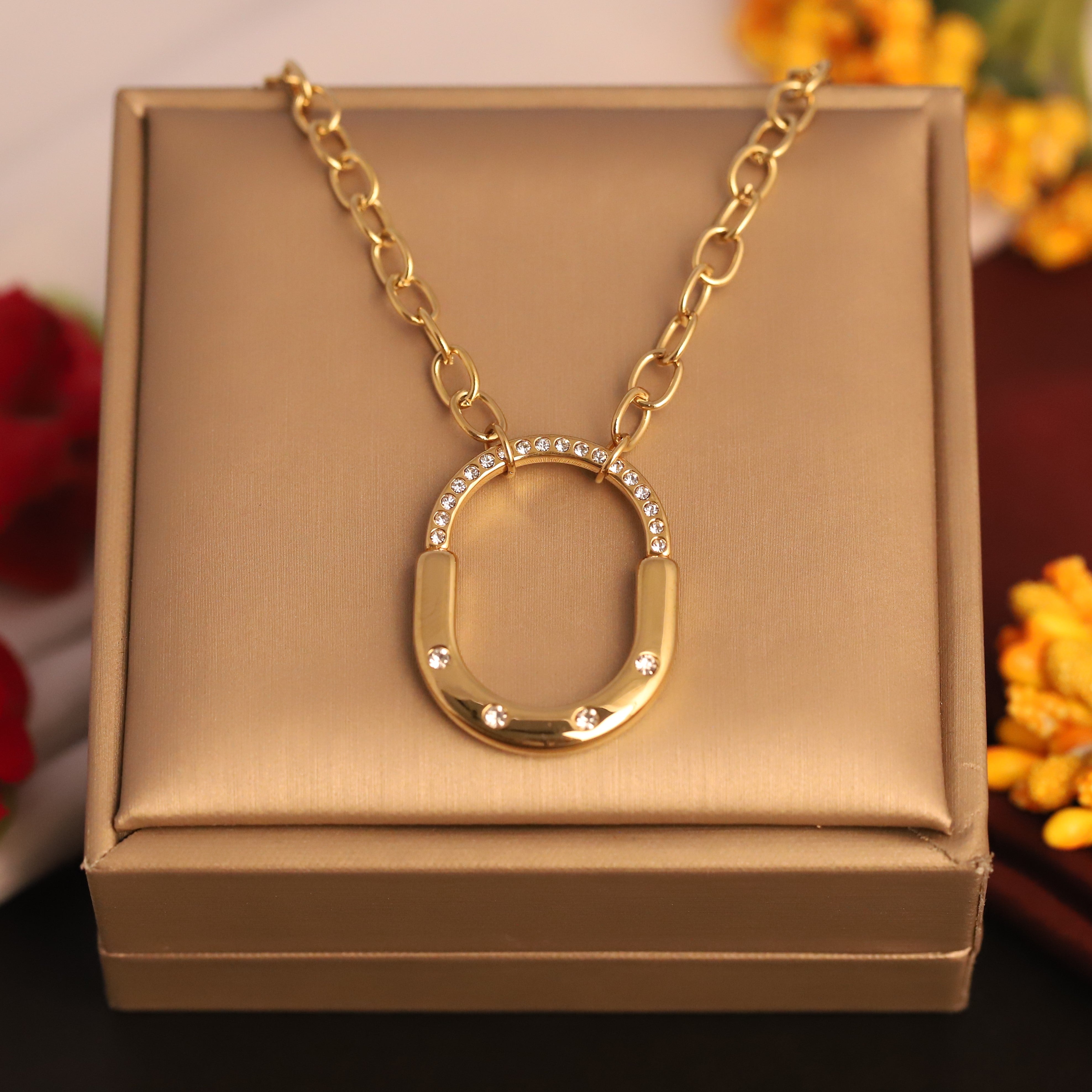 Lock Charm Chain Gold Plated – Single Layer, Anti-Tarnish, Waterproof, Minimalist Style (GOLD)