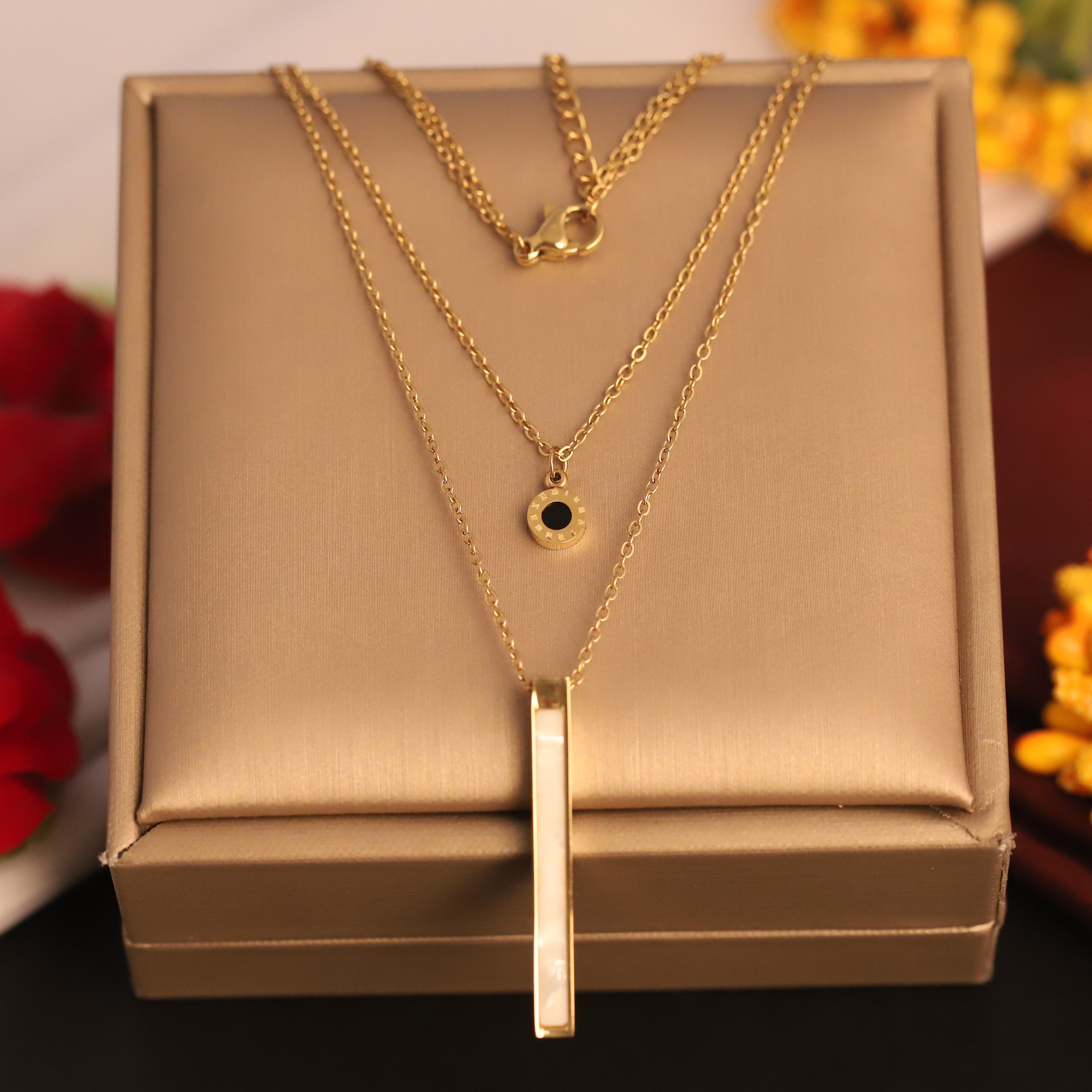 Trendy Charms Chain Gold Plated – Double Layer, Anti-Tarnish, Waterproof, Minimalist Style (GOLD)
