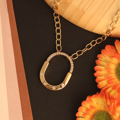 Lock Charm Chain Gold Plated – Single Layer, Anti-Tarnish, Waterproof, Minimalist Style (GOLD)
