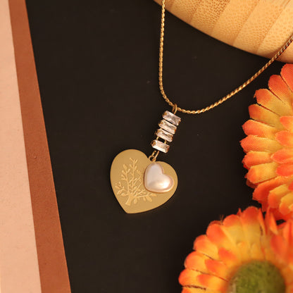 Heart White Stones Chain Gold Plated – Single Layer, Anti-Tarnish, Waterproof, Minimalist Style (GOLD)