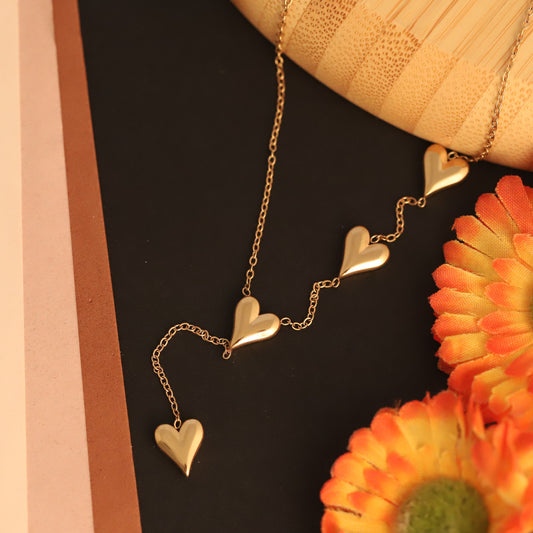Heart Charm Chain Gold Plated – Single Layer, Anti-Tarnish, Waterproof, Minimalist Style (GOLD)