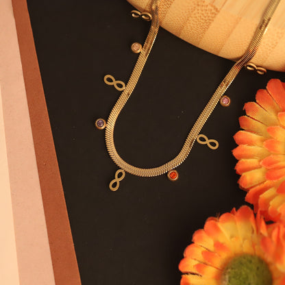 Infinity Snake Chain Gold Plated – Single Layer, Anti-Tarnish, Waterproof, Minimalist Style (GOLD)