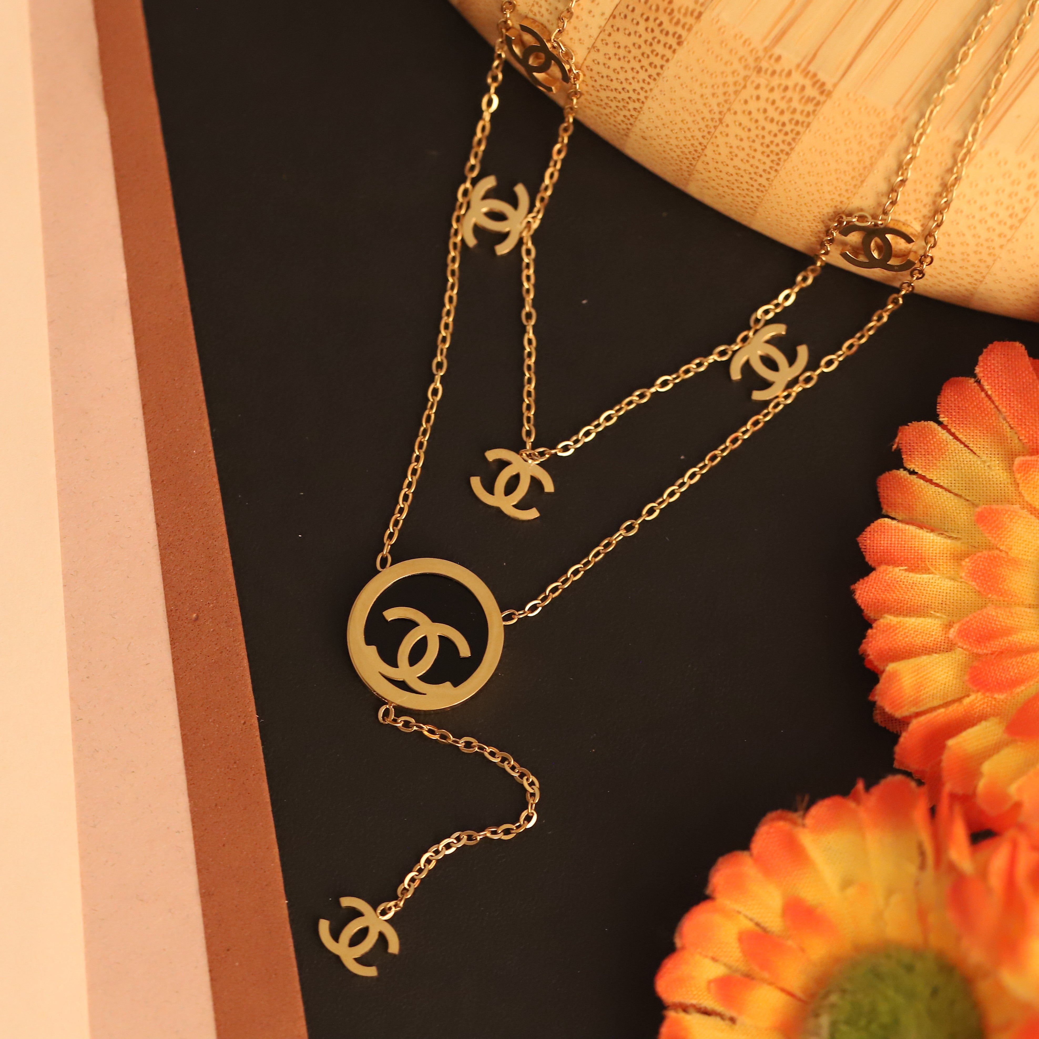 Trendy Charms Chain Gold Plated – Double Layer, Anti-Tarnish, Waterproof, Minimalist Style (GOLD)