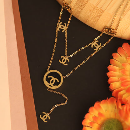Trendy Charms Chain Gold Plated – Double Layer, Anti-Tarnish, Waterproof, Minimalist Style (GOLD)