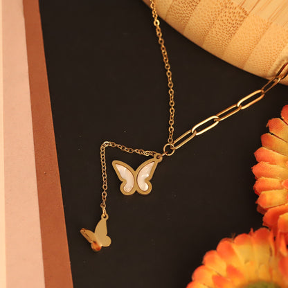 Butterfly Charm Snack Chain Gold Plated – Single Layer, Anti-Tarnish, Waterproof, Minimalist Style (GOLD)