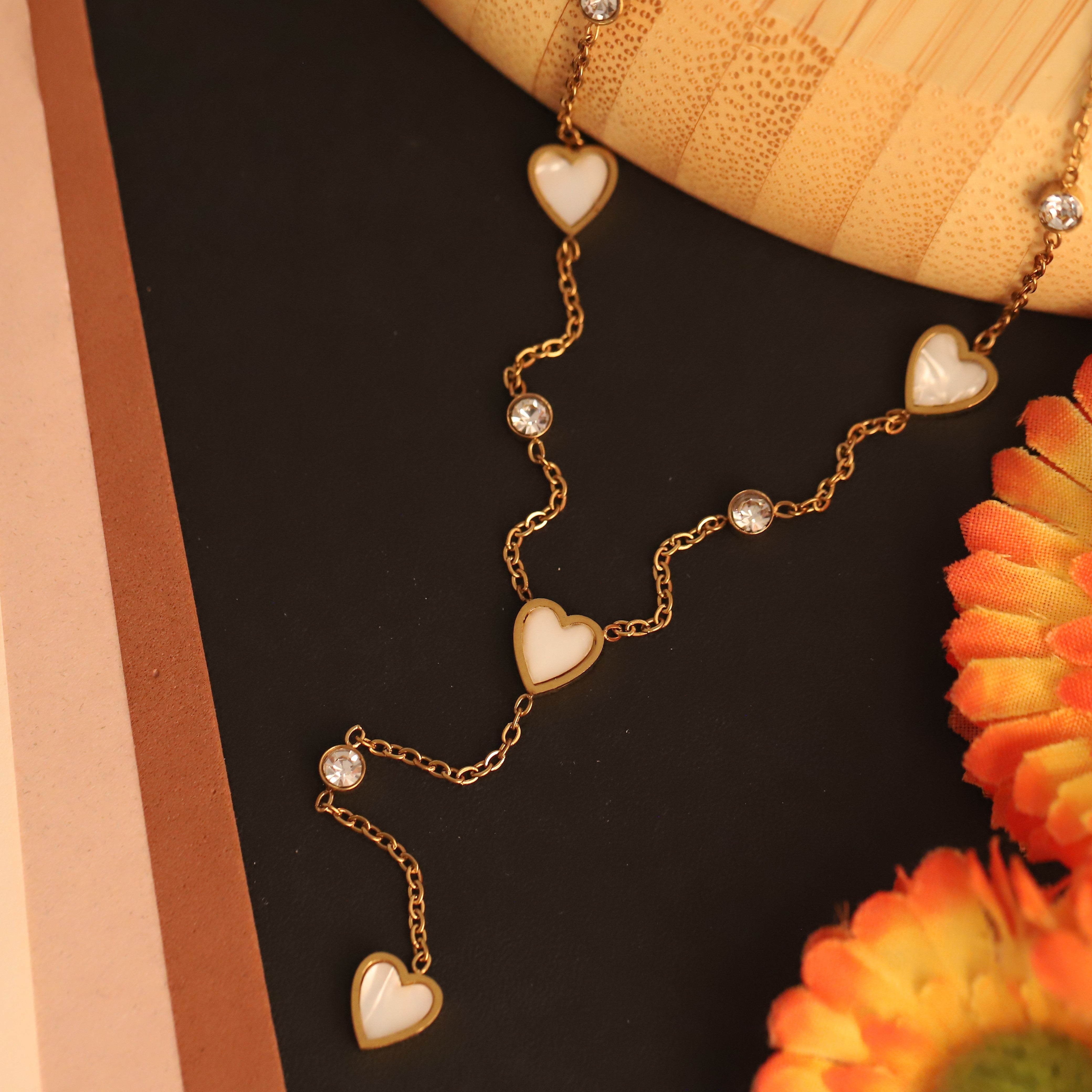 Heart Charm Chain Gold Plated – Single Layer, Anti-Tarnish, Waterproof, Minimalist Style (GOLD)