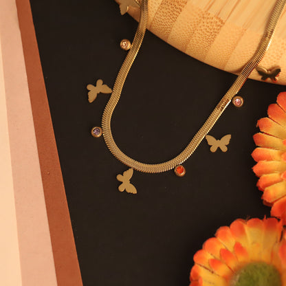 Butterfly Snake Chain Gold Plated – Single Layer, Anti-Tarnish, Waterproof, Minimalist Style (GOLD)