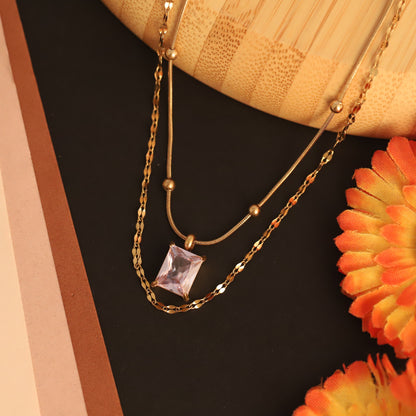Trendy Charms Chain Gold Plated – Double Layer, Anti-Tarnish, Waterproof, Minimalist Style (GOLD)
