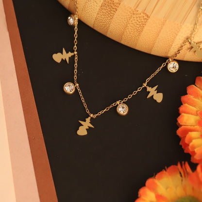 Heart Charms Chain Gold Plated – Single Layer, Anti-Tarnish, Waterproof, Minimalist Style (GOLD)