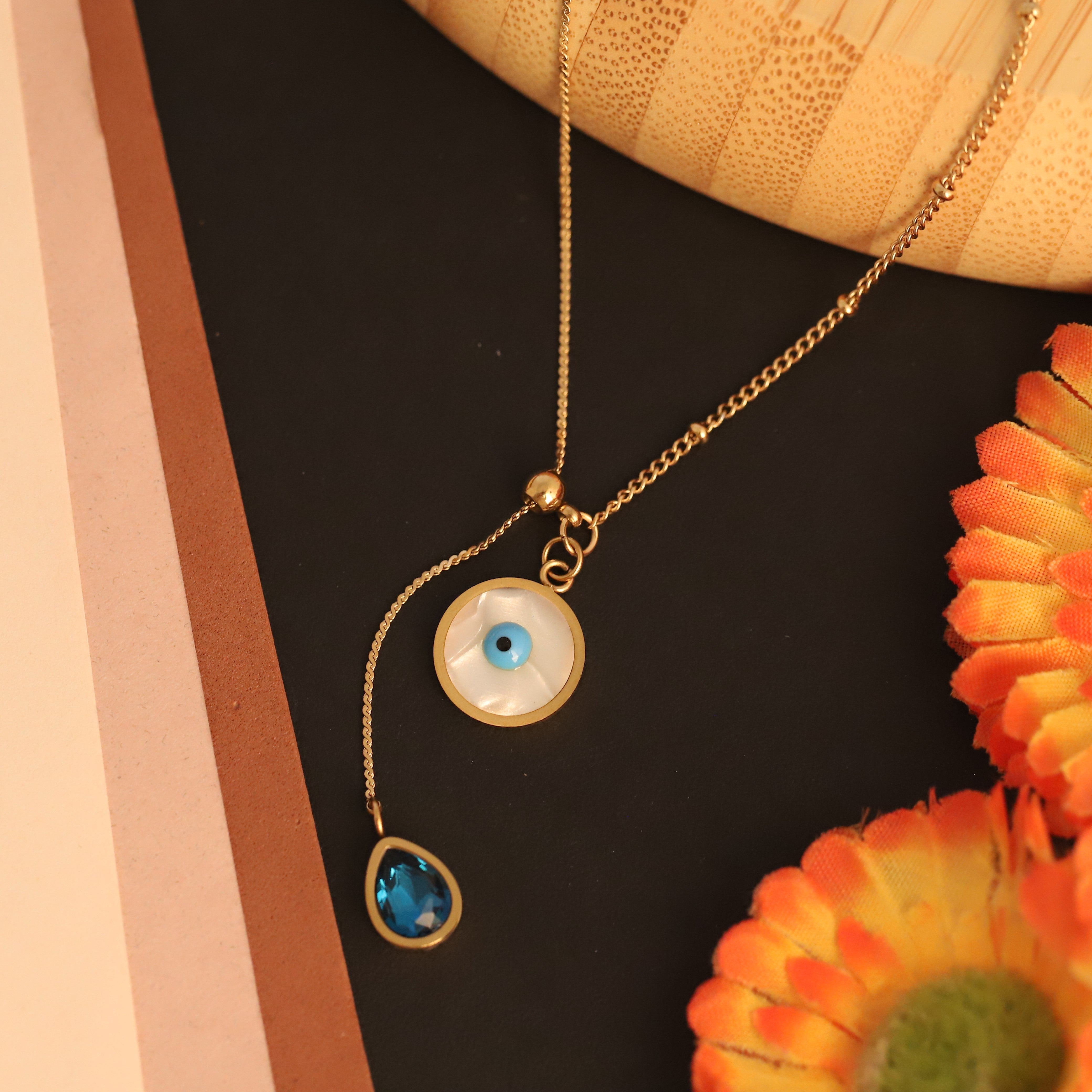 Evil Eye Charm Gold Plated – Single Layer, Anti-Tarnish, Waterproof, Minimalist Style (GOLD)