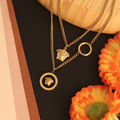 Trendy Charm Chain Gold Plated – Double Layer, Anti-Tarnish, Waterproof, Minimalist Style (GOLD)