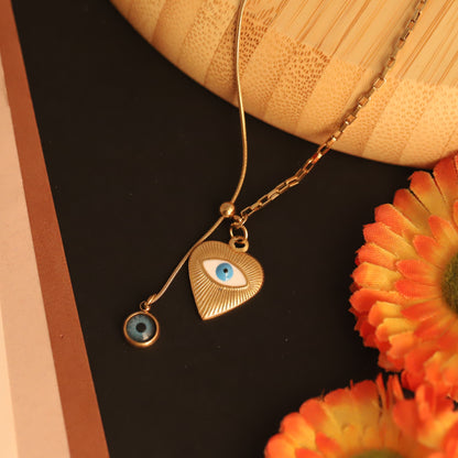 Heart Evil Eye Charm Gold Plated – Single Layer, Anti-Tarnish, Waterproof, Minimalist Style (GOLD)