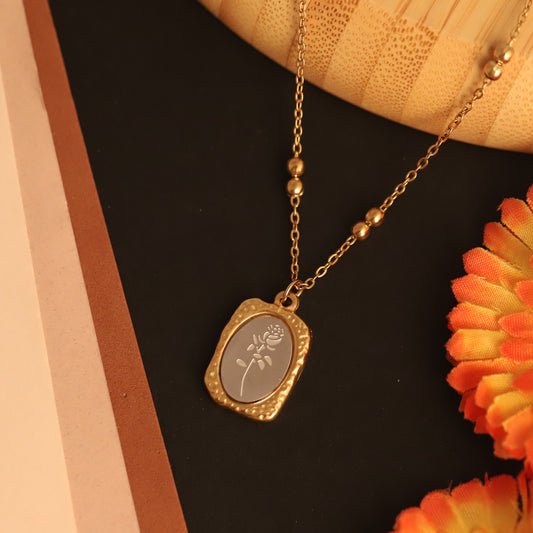 Rose Charm Chain Gold Plated – Single Layer, Anti-Tarnish, Waterproof, Minimalist Style (GOLD)