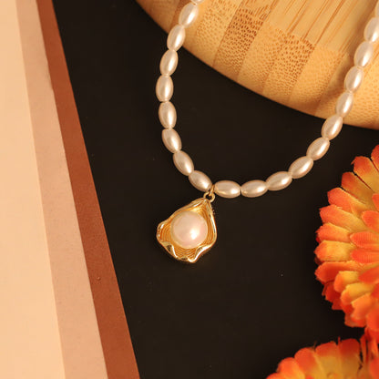 Pearl Charm Chain Gold Plated – Single Layer, Anti-Tarnish, Waterproof, Minimalist Style (GOLD)