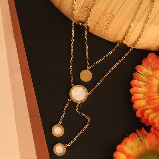 Trendy Pearl Charms Chain Gold Plated – Double Layer, Anti-Tarnish, Waterproof, Minimalist Style (GOLD)