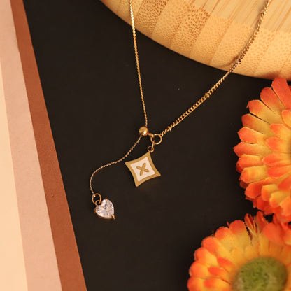 Flower Charm Black Chain Gold Plated – Single Layer, Anti-Tarnish, Waterproof, Minimalist Style (GOLD)