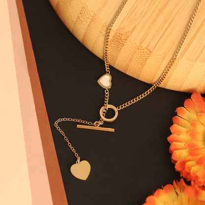 Heart Charm Snake Chain Gold Plated – Single Layer, Anti-Tarnish, Waterproof, Minimalist Style (GOLD)