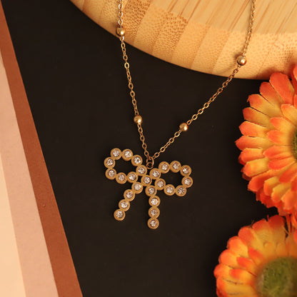 Bow Design Chain Gold Plated – Single Layer, Anti-Tarnish, Waterproof, Minimalist Style (GOLD)