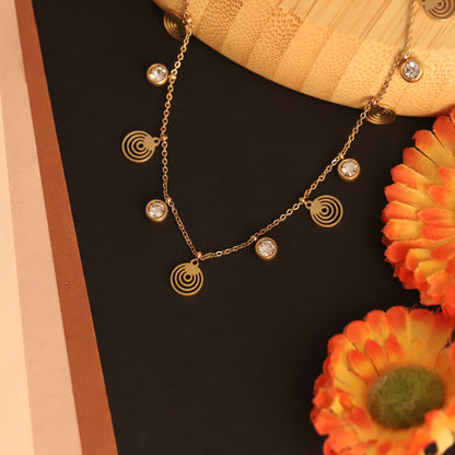 Charms White Stones Chain Gold Plated – Single Layer, Anti-Tarnish, Waterproof, Minimalist Style (GOLD)