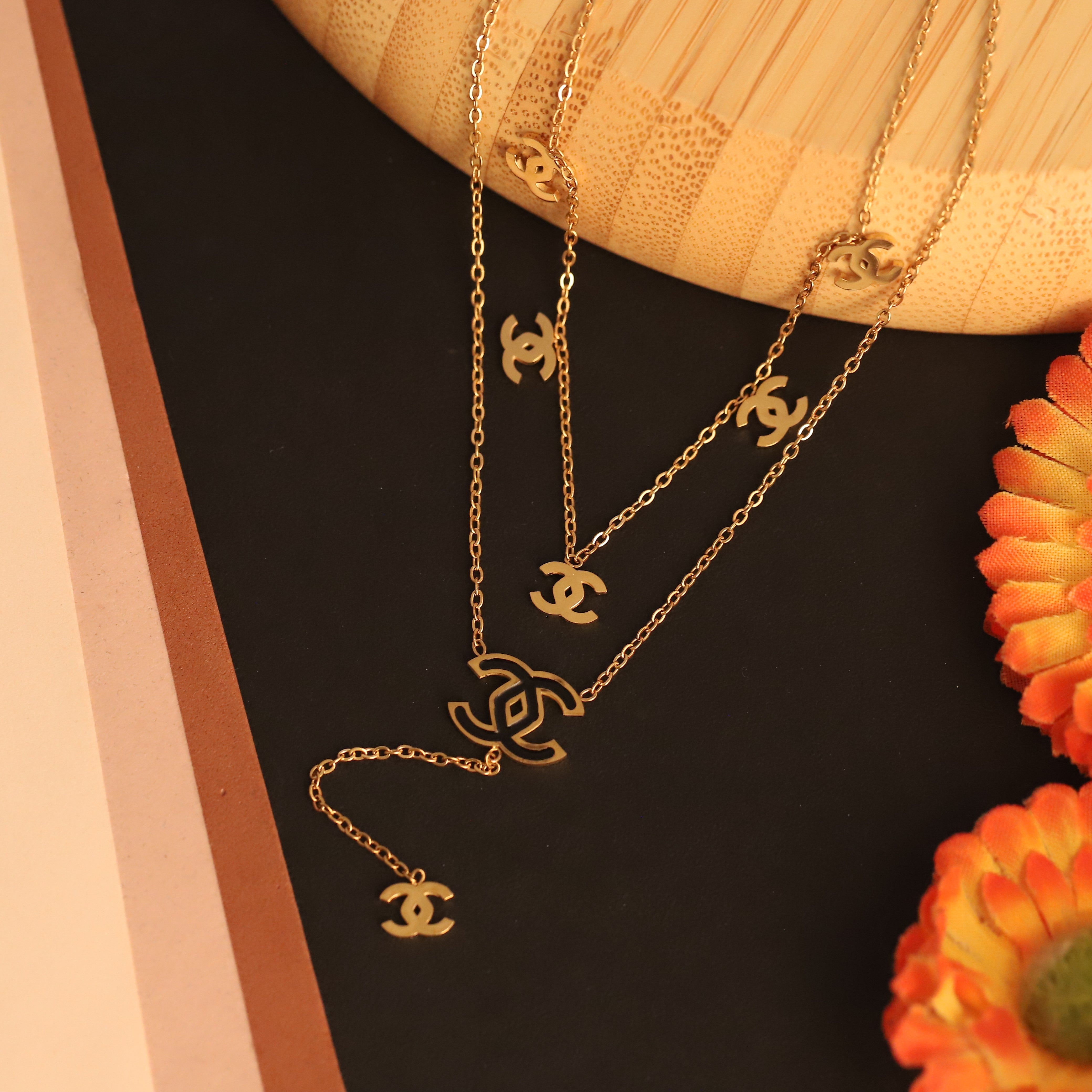 Trendy Charms Chain Gold Plated – Double Layer, Anti-Tarnish, Waterproof, Minimalist Style (GOLD)