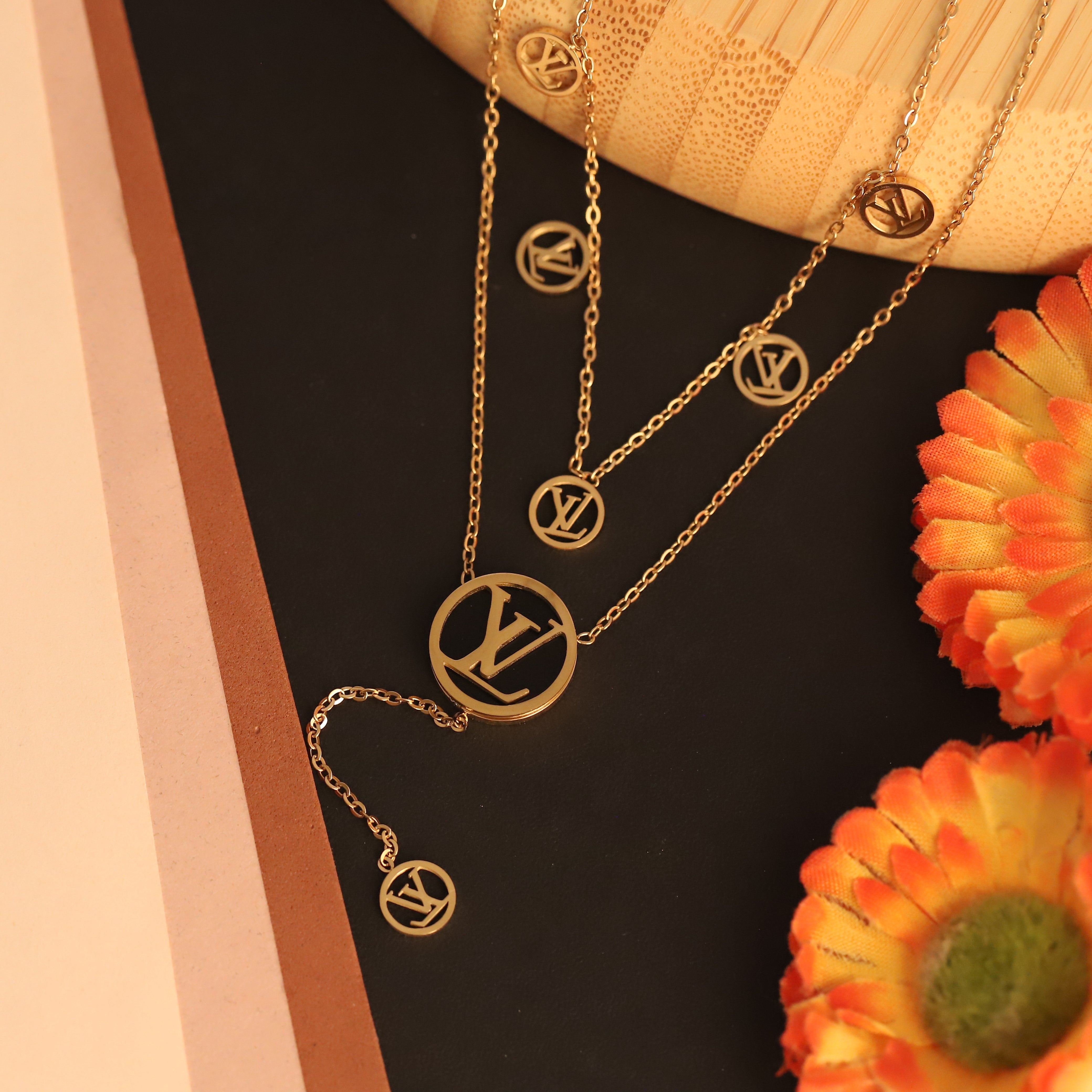 VL Charms Chain Gold Plated – Double Layer, Anti-Tarnish, Waterproof, Minimalist Style (GOLD)