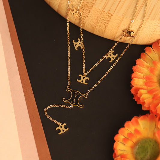 Trendy Charms Chain Gold Plated – Double Layer, Anti-Tarnish, Waterproof, Minimalist Style (GOLD)