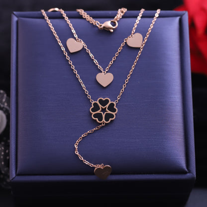 Flower Charms Chain Gold Plated – Double Layer, Anti-Tarnish, Waterproof, Minimalist Style (GOLD)
