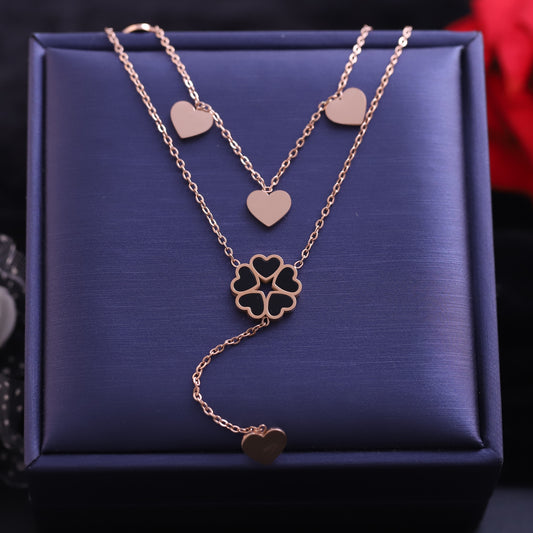 Flower Charms Chain Gold Plated – Double Layer, Anti-Tarnish, Waterproof, Minimalist Style (GOLD)