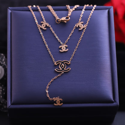 Trendy Charm Chain Gold Plated – Double Layer, Anti-Tarnish, Waterproof, Minimalist Style (GOLD)