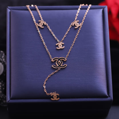 Trendy Charm Chain Gold Plated – Double Layer, Anti-Tarnish, Waterproof, Minimalist Style (GOLD)