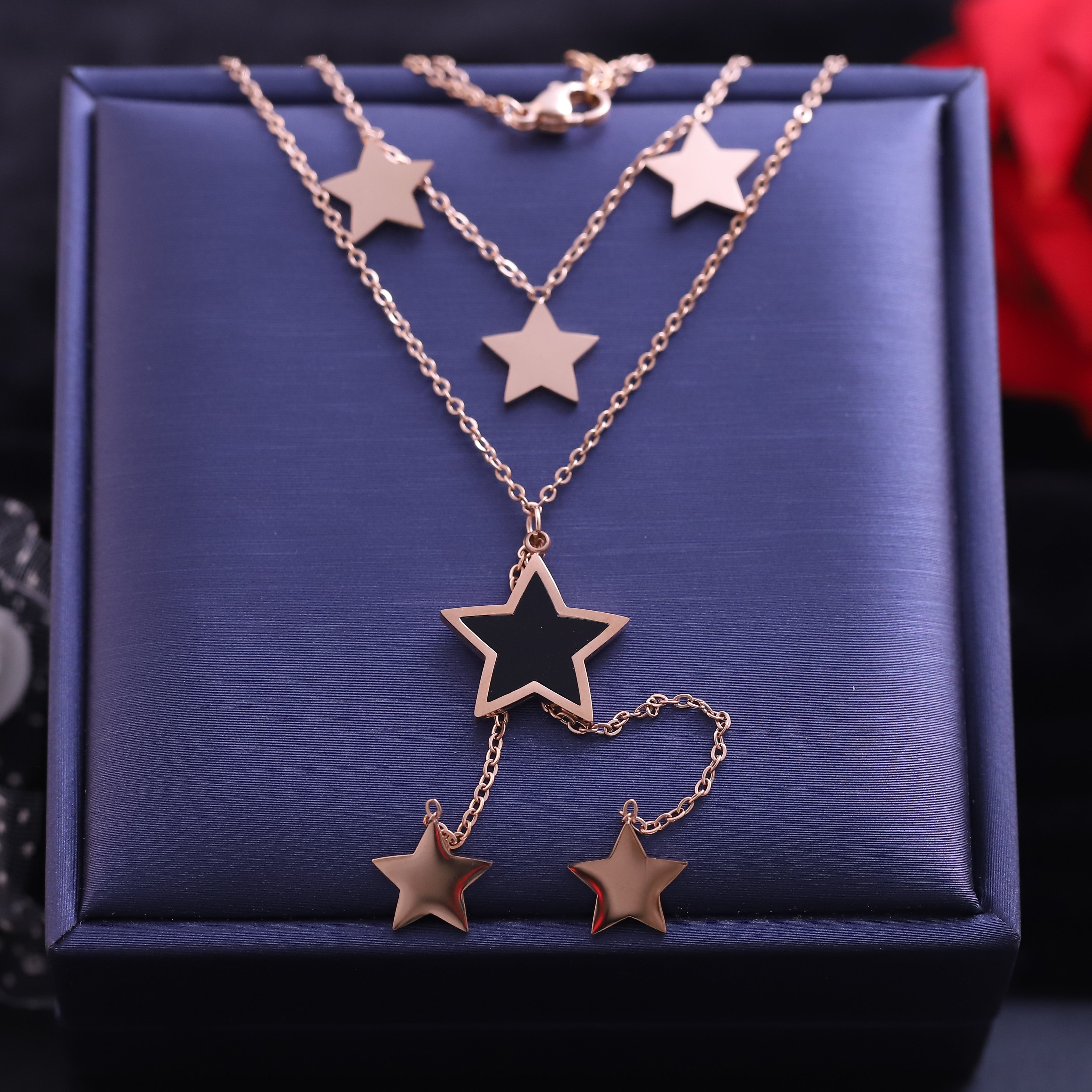 Star Charm Chain Gold Plated – Double Layer, Anti-Tarnish, Waterproof, Minimalist Style (GOLD)