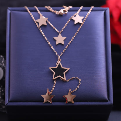 Star Charm Chain Gold Plated – Double Layer, Anti-Tarnish, Waterproof, Minimalist Style (GOLD)