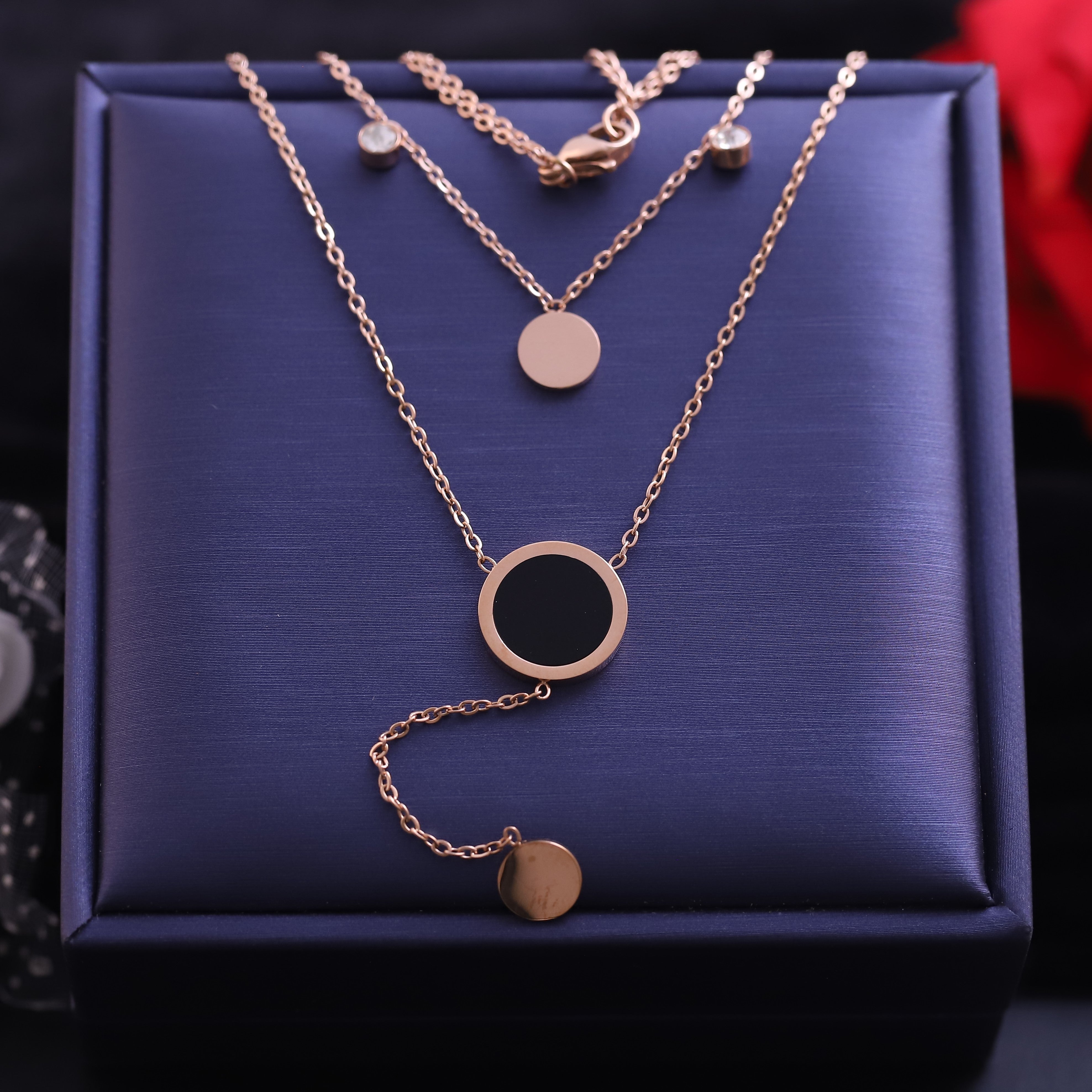 Trendy Charm White Stones Chain Gold Plated – Double Layer, Anti-Tarnish, Waterproof, Minimalist Style (GOLD)
