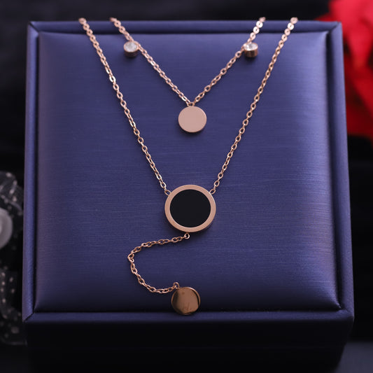 Trendy Charm White Stones Chain Gold Plated – Double Layer, Anti-Tarnish, Waterproof, Minimalist Style (GOLD)