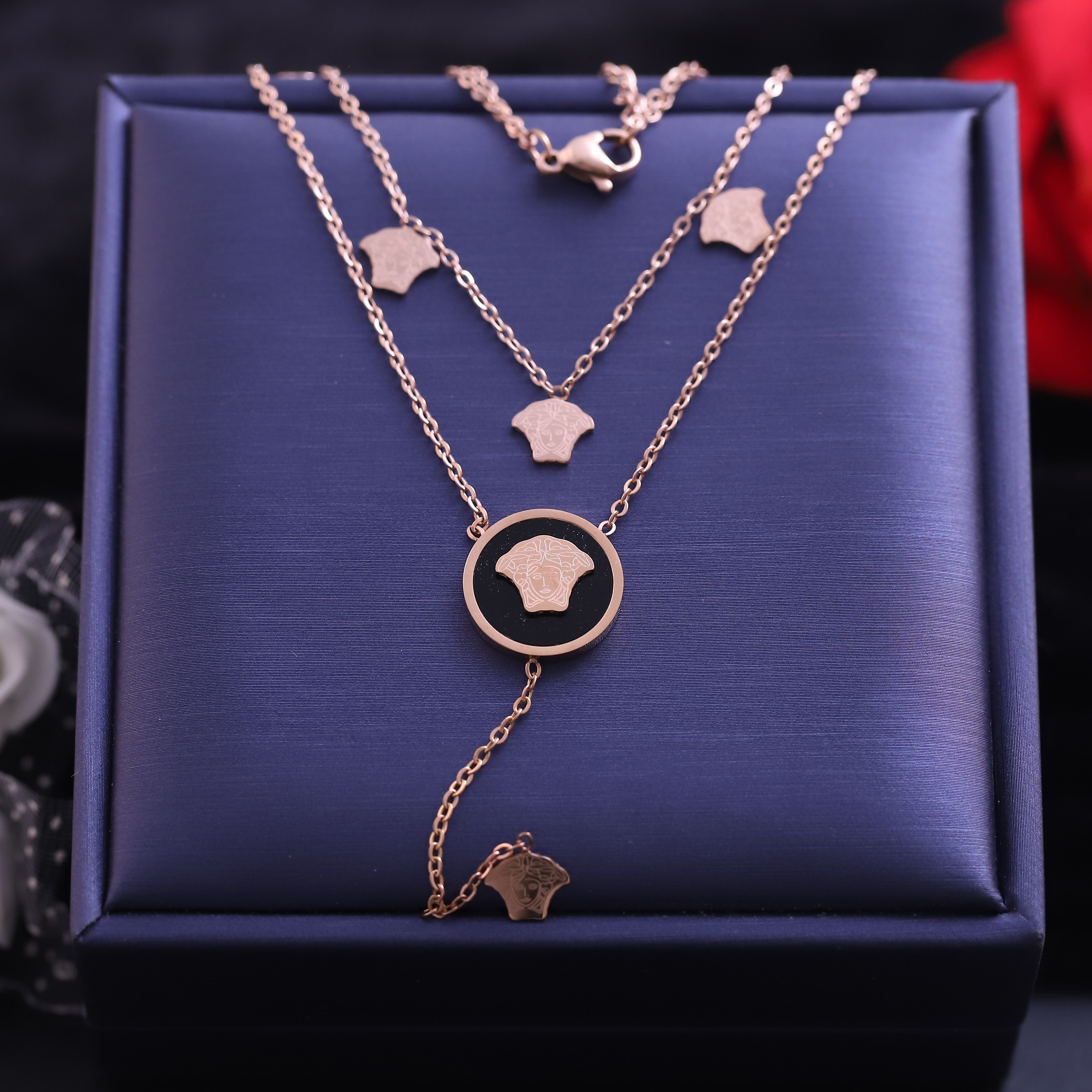 Trendy Charms Chain Gold Plated – Double Layer, Anti-Tarnish, Waterproof, Minimalist Style (GOLD)