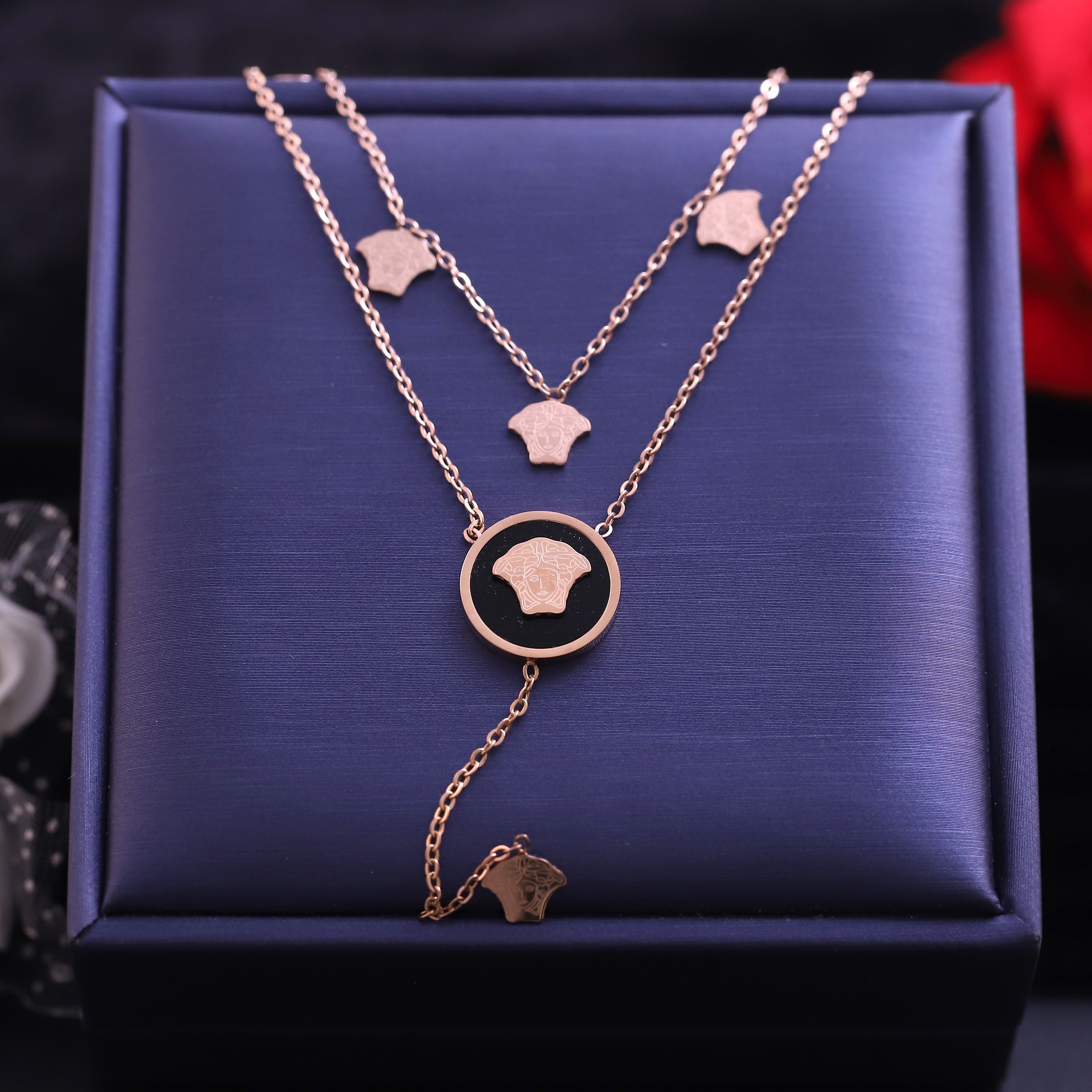 Trendy Charms Chain Gold Plated – Double Layer, Anti-Tarnish, Waterproof, Minimalist Style (GOLD)