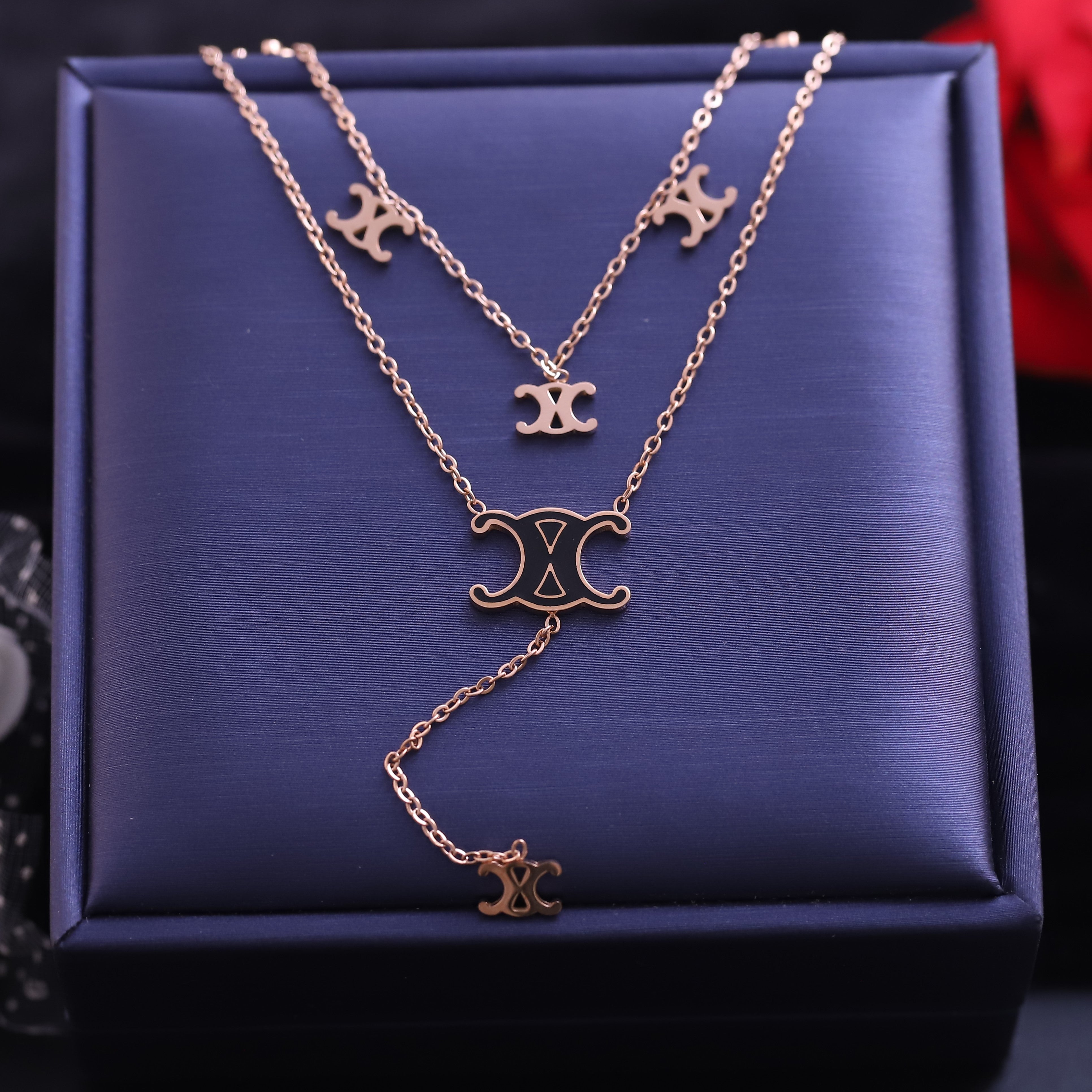 Trendy Charm Chain Gold Plated – Double Layer, Anti-Tarnish, Waterproof, Minimalist Style (GOLD)