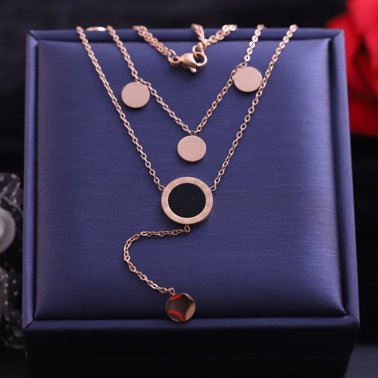 Trendy Charm White Stones Chain Gold Plated – Double Layer, Anti-Tarnish, Waterproof, Minimalist Style (GOLD)