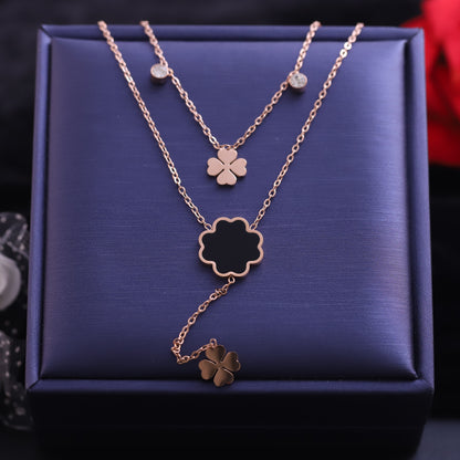 Flower Charm Snake Chain Gold Plated – Double Layer, Anti-Tarnish, Waterproof, Minimalist Style (GOLD)