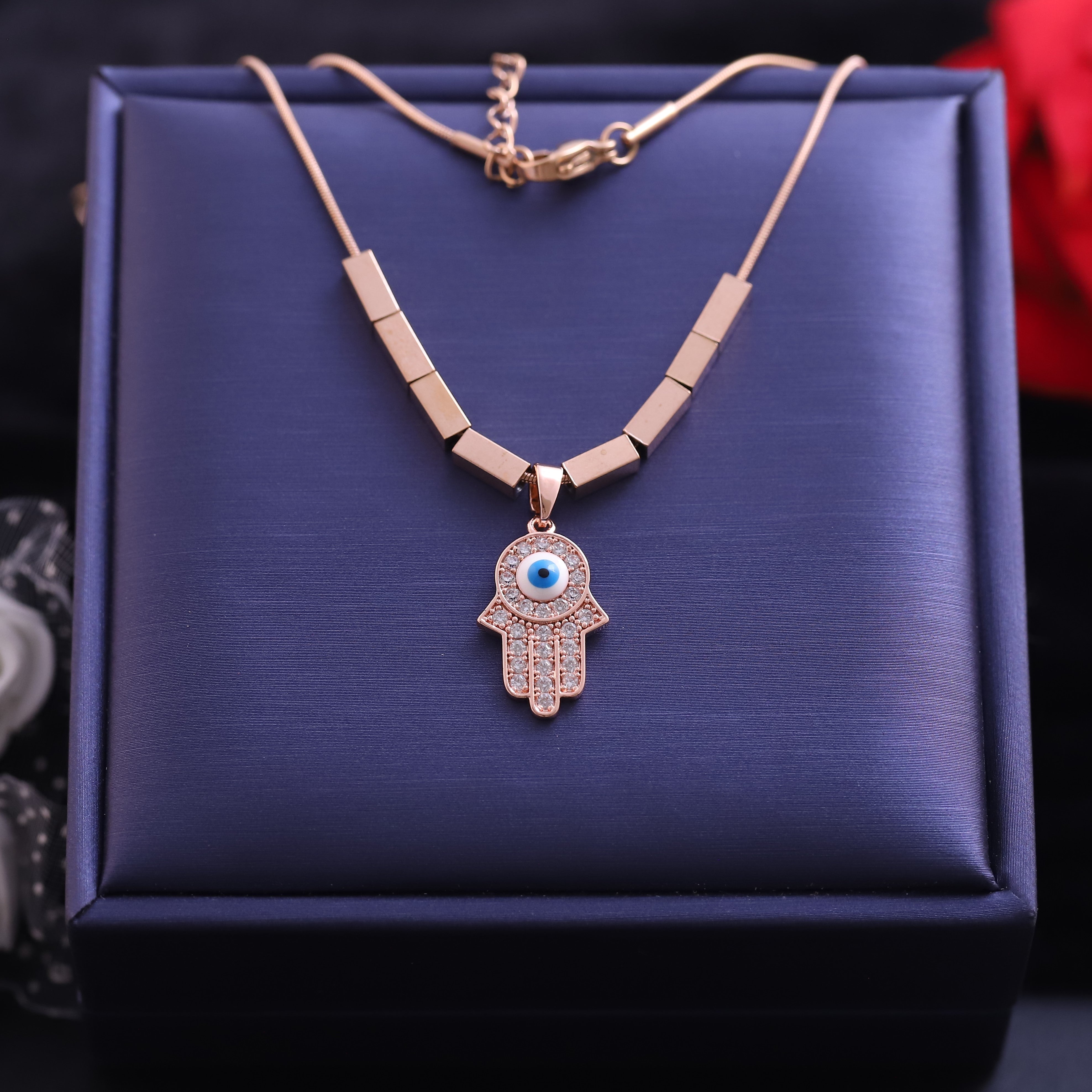 Hamza Evil Eye Charm Gold Plated – Single Layer, Anti-Tarnish, Waterproof, Minimalist Style (GOLD)