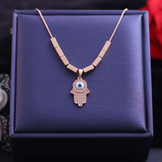 Hamza Evil Eye Charm Gold Plated – Single Layer, Anti-Tarnish, Waterproof, Minimalist Style (GOLD)