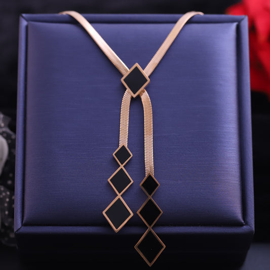 Diamond Black Snake Chain Gold Plated – Single Layer, Anti-Tarnish, Waterproof, Minimalist Style (GOLD)