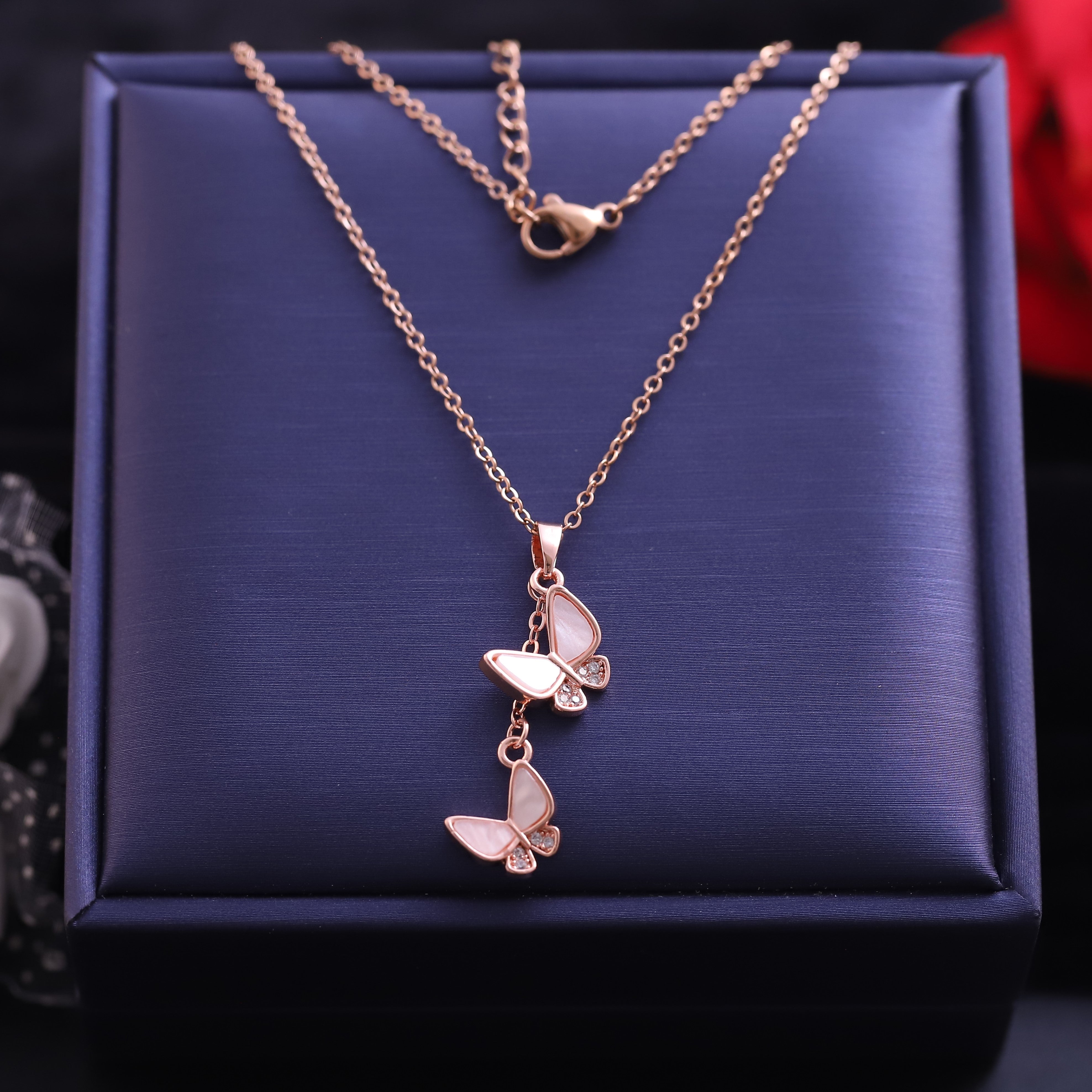 Butterfly Pearl Charm Gold Plated – Single Layer, Anti-Tarnish, Waterproof, Minimalist Style (GOLD)
