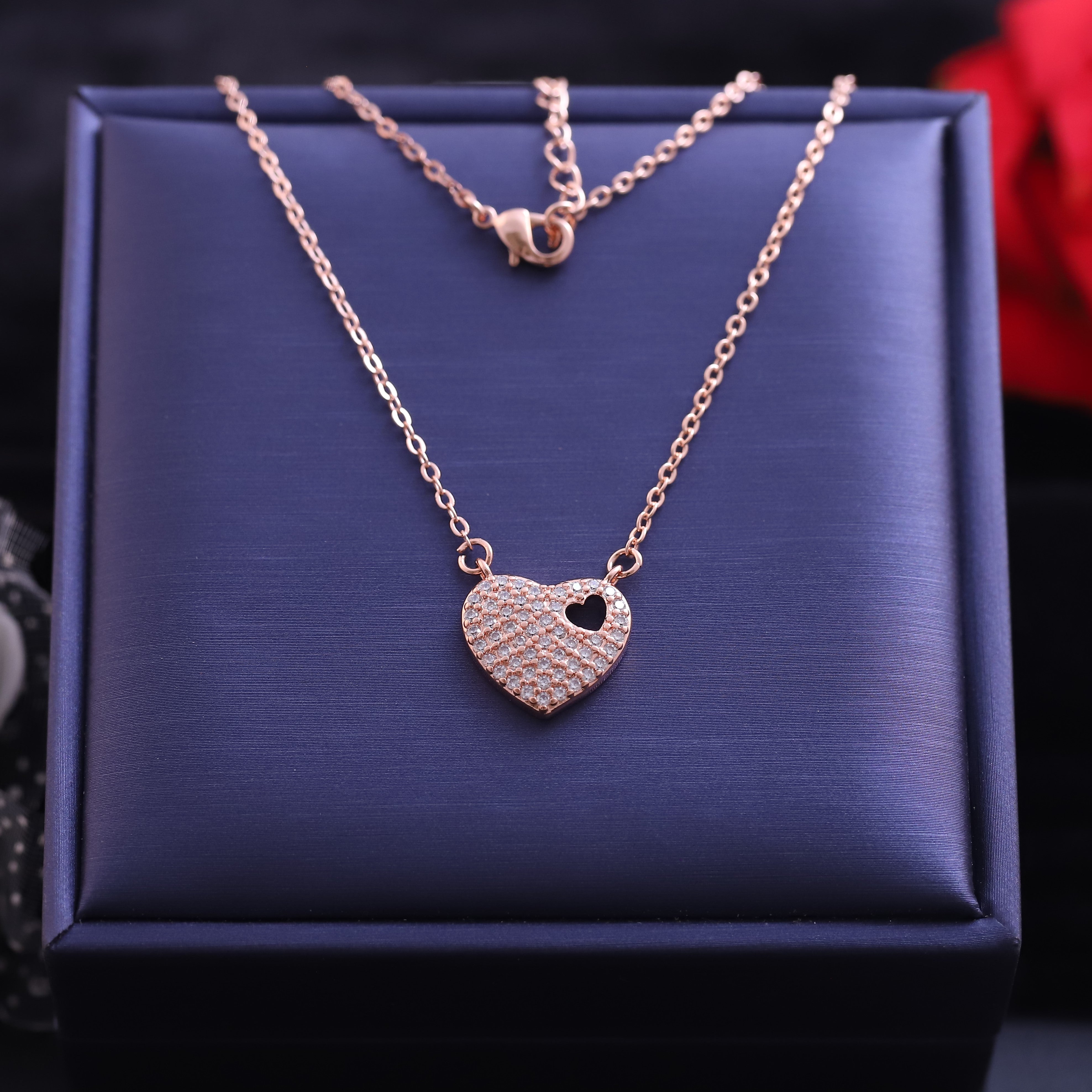 Heart Charm AD Stone Gold Plated – Single Layer, Anti-Tarnish, Waterproof, Minimalist Style (GOLD)