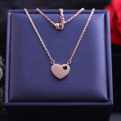 Heart Charm AD Stone Gold Plated – Single Layer, Anti-Tarnish, Waterproof, Minimalist Style (GOLD)