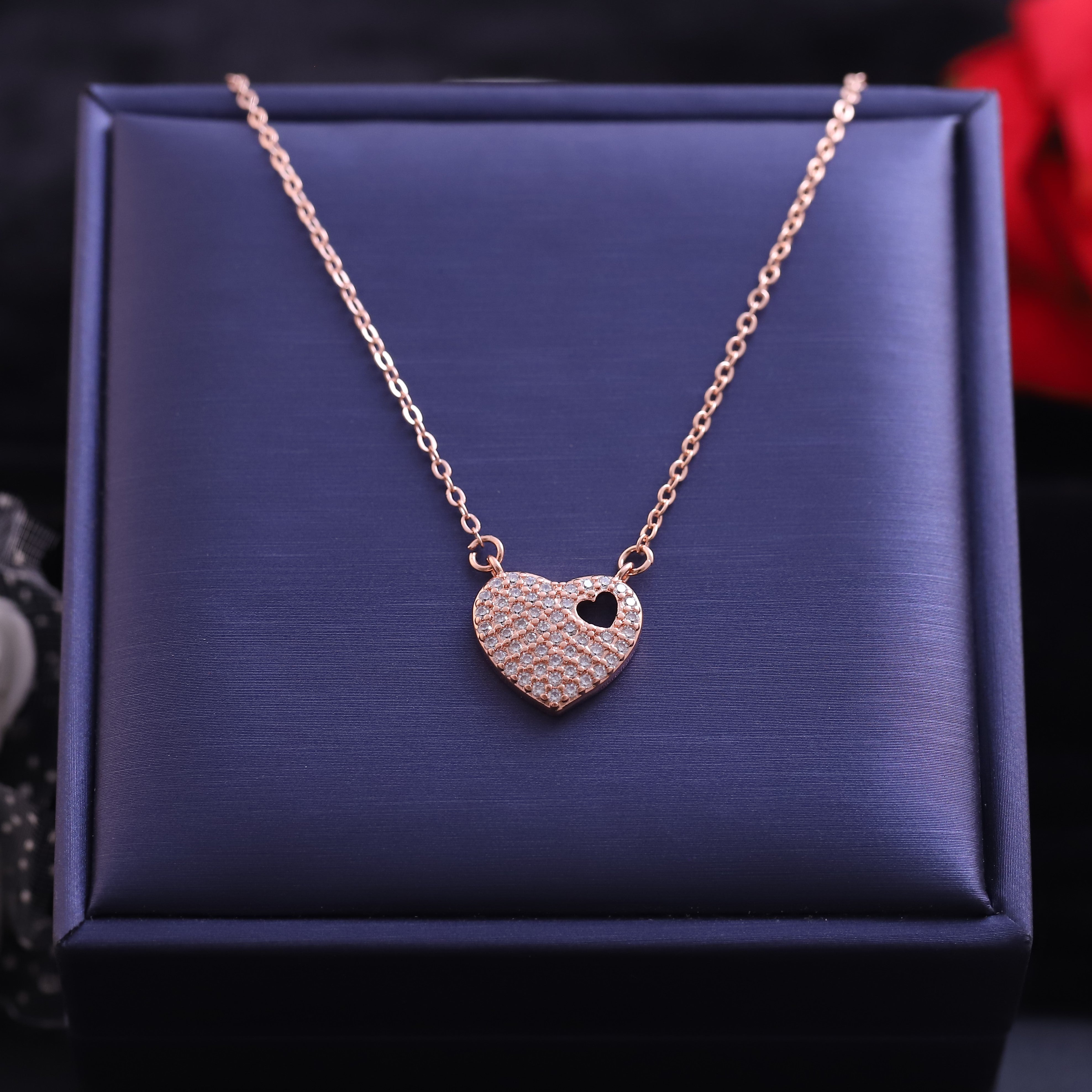 Heart Charm AD Stone Gold Plated – Single Layer, Anti-Tarnish, Waterproof, Minimalist Style (GOLD)